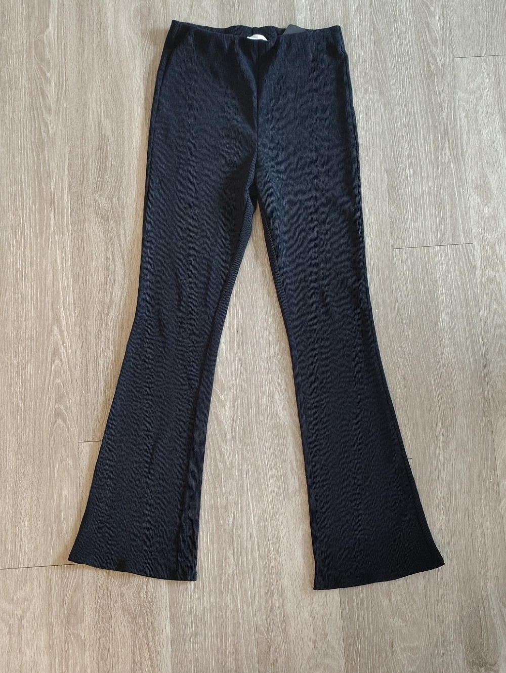 Black Ribbed Flare Pants